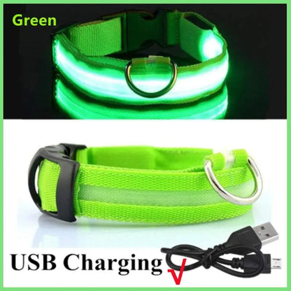 LED Safety Dog Collar - Multiple Color Options, Batteries Included, 3 Flash Modes, Adjustable, Waterproof and Durable for Enhanced Night Visibility and Safe Walks