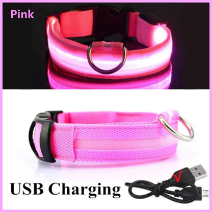 LED Safety Dog Collar - Multiple Color Options, Batteries Included, 3 Flash Modes, Adjustable, Waterproof and Durable for Enhanced Night Visibility and Safe Walks