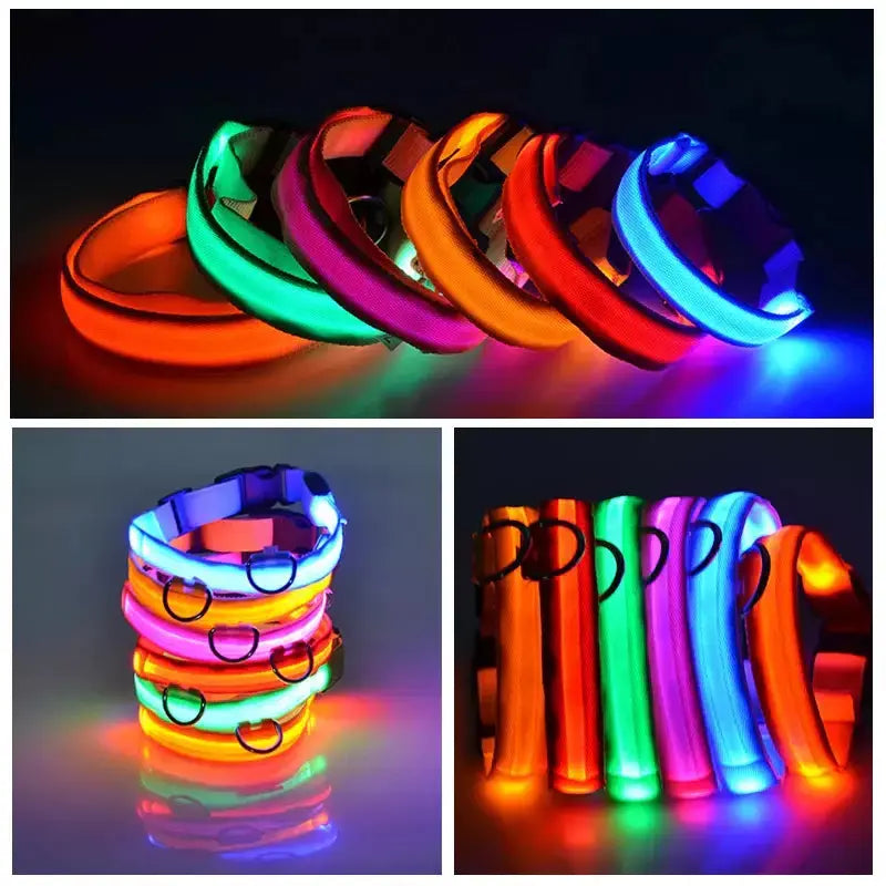 LED Safety Dog Collar - Multiple Color Options, Batteries Included, 3 Flash Modes, Adjustable, Waterproof and Durable for Enhanced Night Visibility and Safe Walks