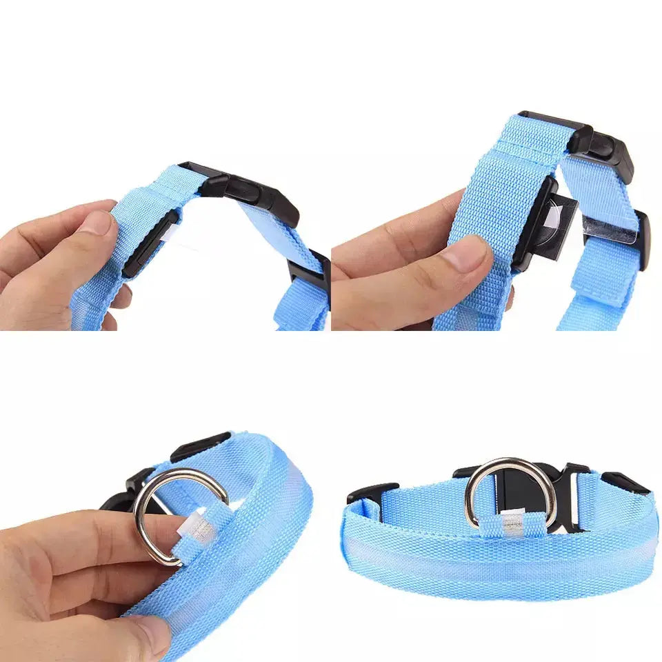 LED Safety Dog Collar - Multiple Color Options, Batteries Included, 3 Flash Modes, Adjustable, Waterproof and Durable for Enhanced Night Visibility and Safe Walks