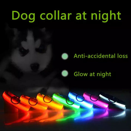 LED Safety Dog Collar - Multiple Color Options, Batteries Included, 3 Flash Modes, Adjustable, Waterproof and Durable for Enhanced Night Visibility and Safe Walks