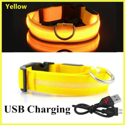 LED Safety Dog Collar - Multiple Color Options, Batteries Included, 3 Flash Modes, Adjustable, Waterproof and Durable for Enhanced Night Visibility and Safe Walks