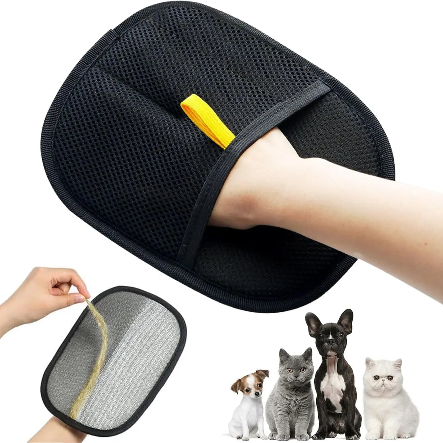 Reusable Electrostatic Pet Hair Removal Gloves - Double-Sided Washable Grooming Tool for Furniture and Car Seats