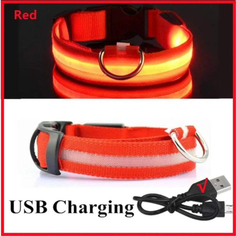 LED Safety Dog Collar - Multiple Color Options, Batteries Included, 3 Flash Modes, Adjustable, Waterproof and Durable for Enhanced Night Visibility and Safe Walks